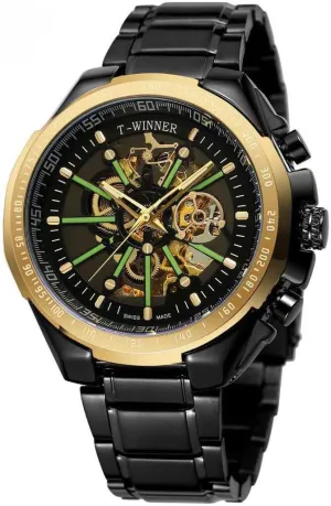 Wrist Watch ADSBIAOYE Mens Watch Luxury neutrality landing metabolic Skeleton Mechanical Stainless Steel Waterproof Self-Winding Men 