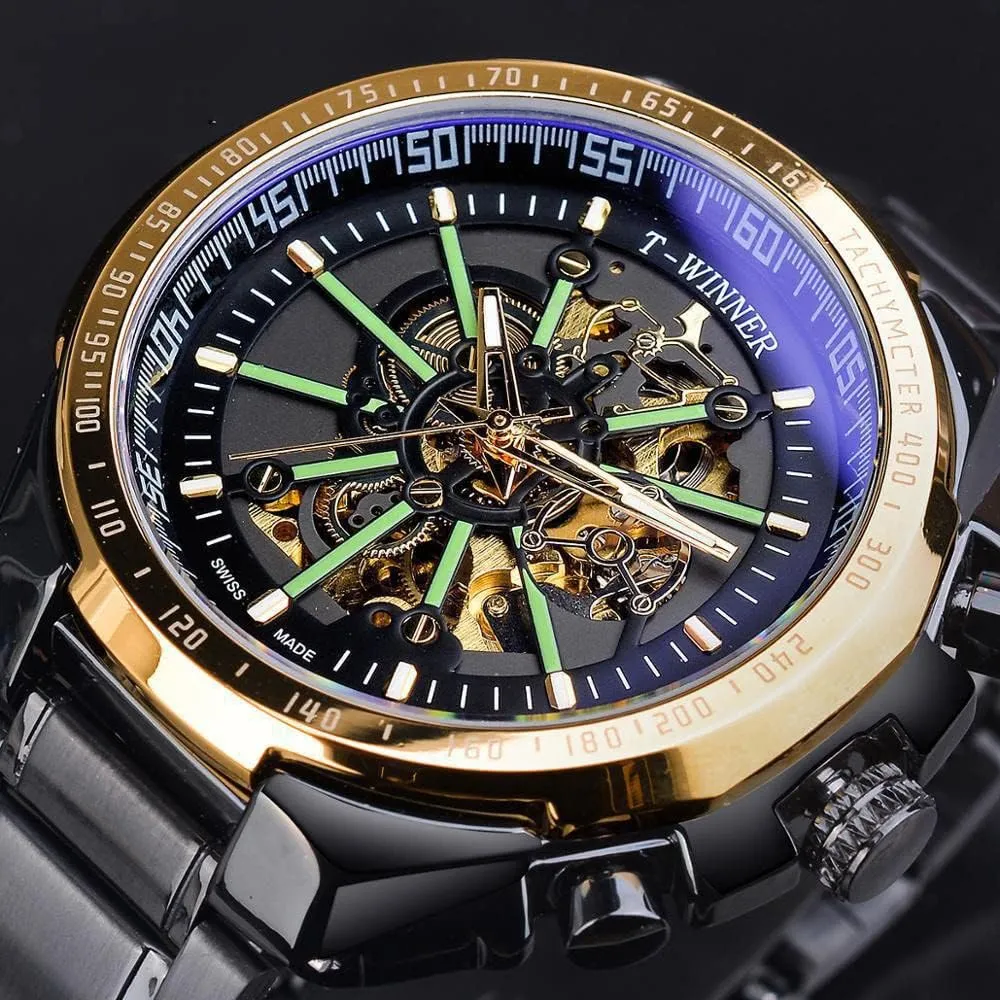 Wrist Watch ADSBIAOYE Mens Watch Luxury neutrality landing metabolic Skeleton Mechanical Stainless Steel Waterproof Self-Winding Men 