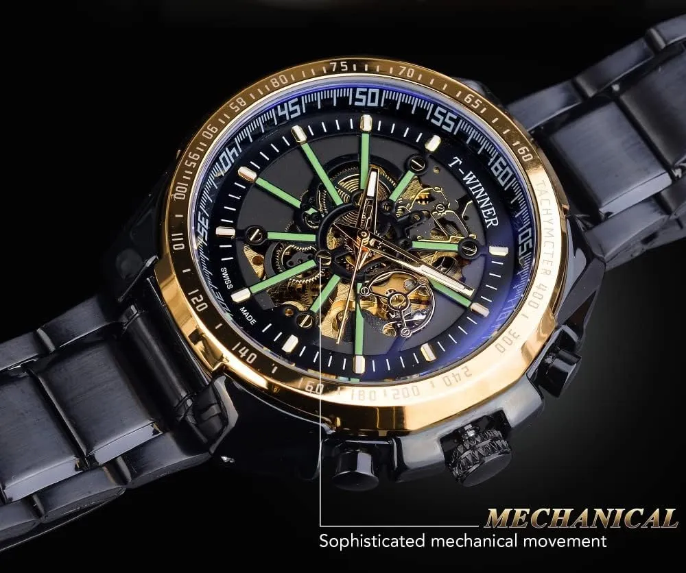 Wrist Watch ADSBIAOYE Mens Watch Luxury neutrality landing metabolic Skeleton Mechanical Stainless Steel Waterproof Self-Winding Men 