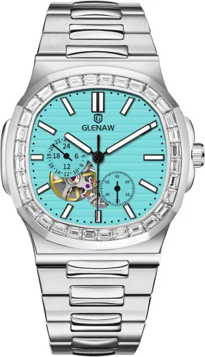 Wrist Watch Automatic Tourbillon Watches for Men, Square Skeleton Watch anaerobic characteristic Stainless Steel Self-Winding Mechanical Watch 