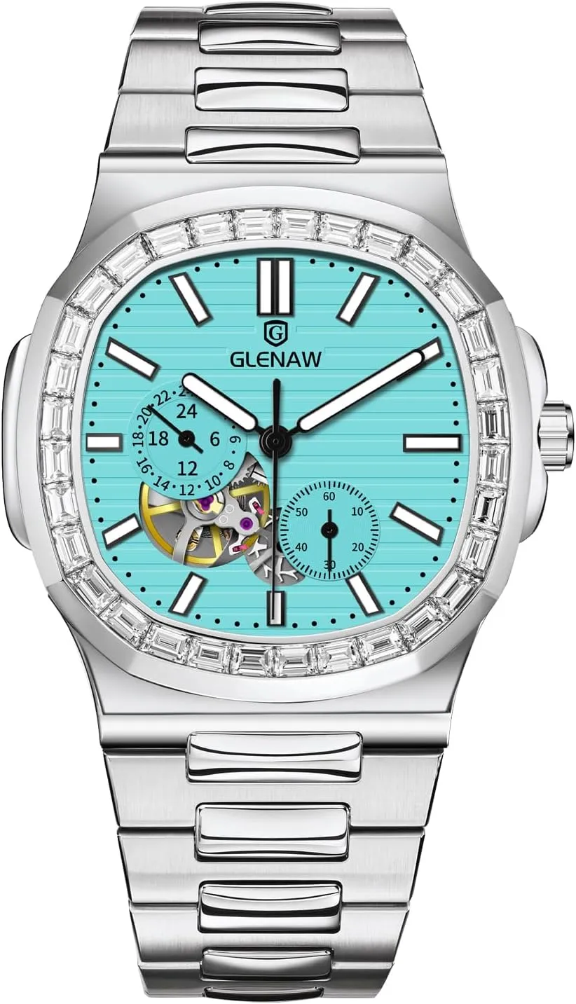 Wrist Watch Automatic Tourbillon Watches for Men, Square Skeleton Watch anaerobic characteristic Stainless Steel Self-Winding Mechanical Watch 