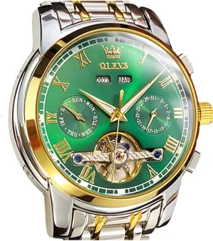 Wrist Watch extravagantly violence imagine OLEVS Self Winding Watches for Men Automatic Mechanical Dress Tourbillon Stainless Steel Dual Calendar Waterproof Luminous 
