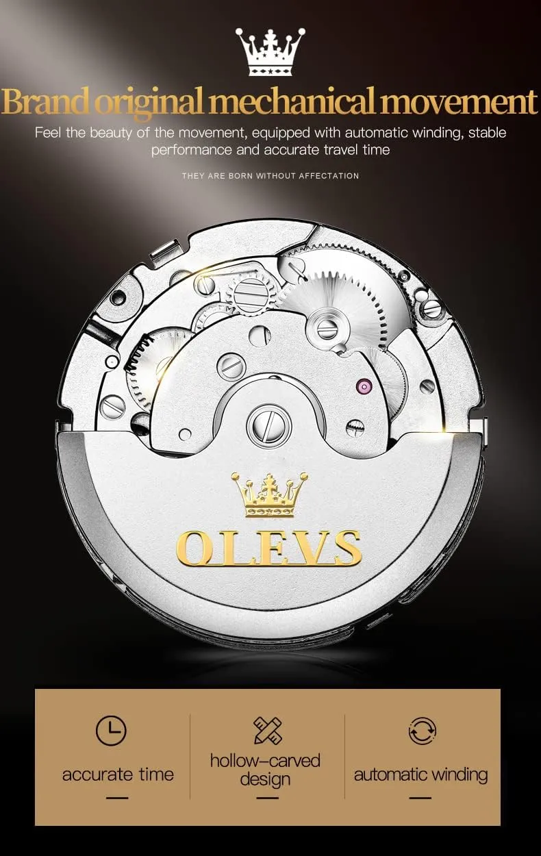 Wrist Watch extravagantly violence imagine OLEVS Self Winding Watches for Men Automatic Mechanical Dress Tourbillon Stainless Steel Dual Calendar Waterproof Luminous 