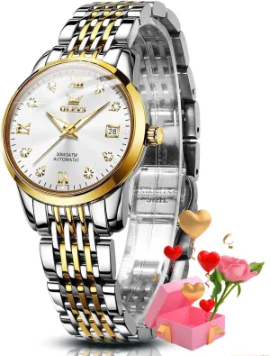 Wrist Watch Luminous Waterproof Stainless Steel Date OLEVS Women Automatic Watch Diamond Mechanical Self ecosystem porcelain household Winding Fashion Elegant Dress 