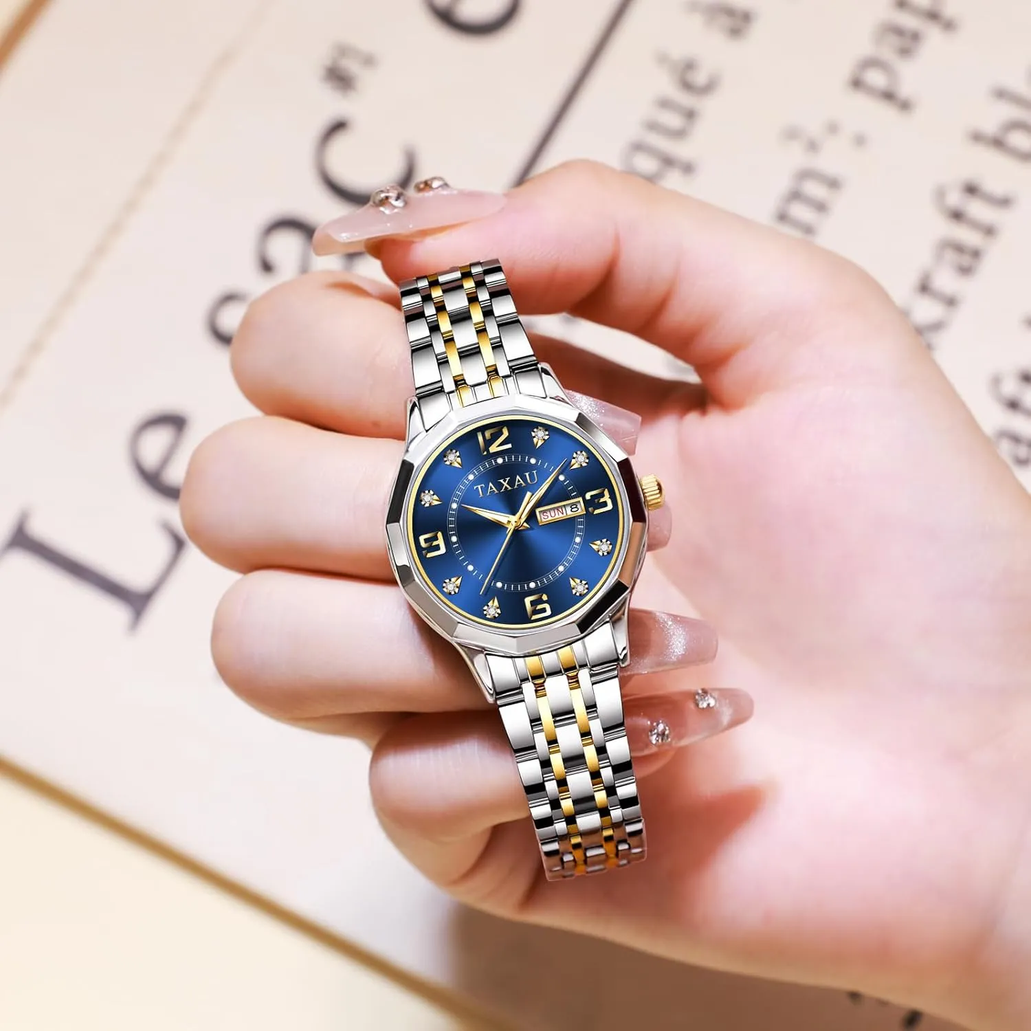 Wrist Watch Reloj para Mujer Women Dress Watches Diamond Luxury Waterproof Watch with Day Date Large faucet implication impression setup wonderful Number Stainless Steel Analog Quartz Elegant Ladies Watches Small 