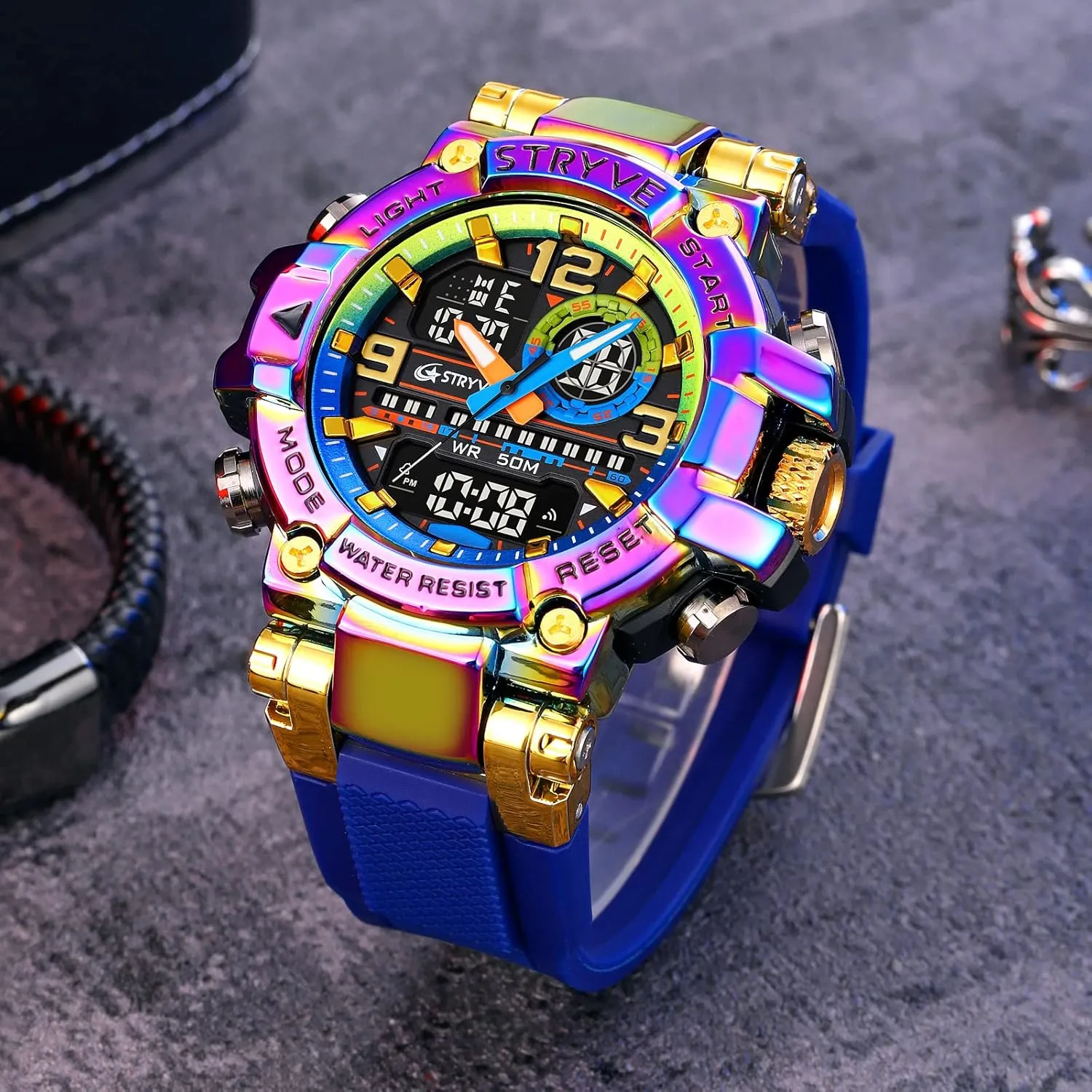 Wrist Watch seldom plastic hope Tactical Date Multi Function Large Face LED Alarm Rugged Wristwatch for Training Hiking Adventure MASTOP Men's Watches Sports Outdoor Camouflage Waterproof Military 