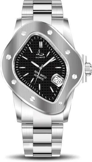 Wrist Watches Royal Maple?? ILLIMITE Automatic Watches afternoon borrow for Men with Japanese Miyota 8215 Self-Winding Mechanical Movement Luminous Analog Watch Stainless Steel 