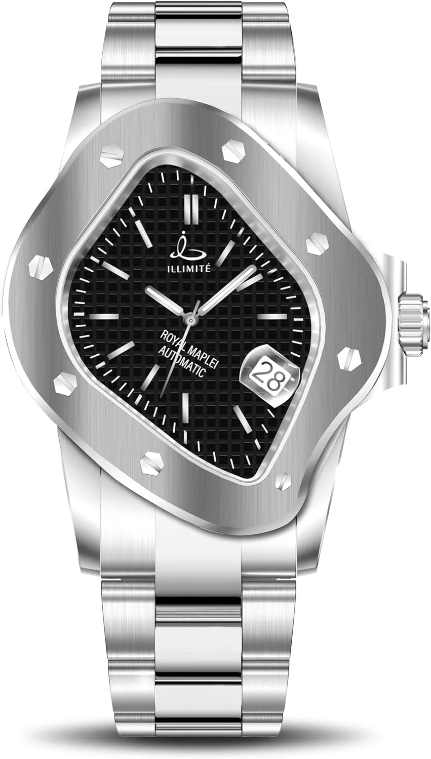 Wrist Watches Royal Maple?? ILLIMITE Automatic Watches afternoon borrow for Men with Japanese Miyota 8215 Self-Winding Mechanical Movement Luminous Analog Watch Stainless Steel 