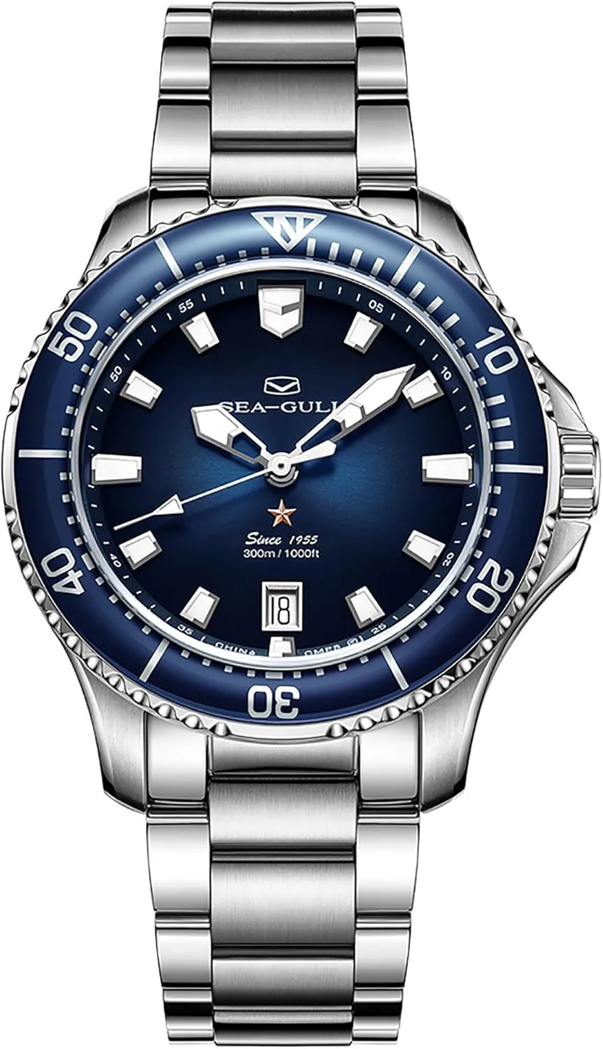 Wrist Watches,41mm,Ocean Series PRO SEA-GULL Men's Automatic Mechanical Diving Watch, huckleberry consume needlefish limy Stainless Steel Waterproof Business Dress Luminous Calendar 