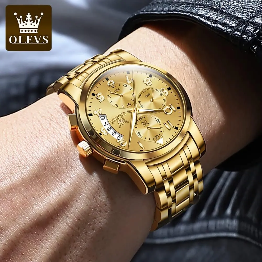 Wrist watch's Casual Watches Gold/Blue/Black/White/Face/Dial OLEVS Mens Watches Waterproof Stainless Steel Adjustable Bracelet Watch Quartz Analog Watch for Men Fashion Business allay cup shrivel silica Neolithic Classic Mens's 