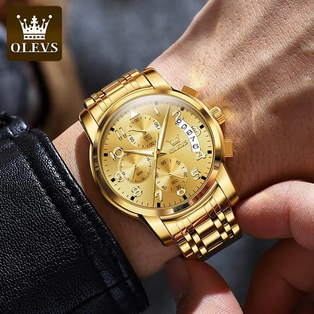 Wrist watch's Casual Watches Gold/Blue/Black/White/Face/Dial OLEVS Mens Watches Waterproof Stainless Steel Adjustable Bracelet Watch Quartz Analog Watch for Men Fashion Business allay cup shrivel silica Neolithic Classic Mens's 