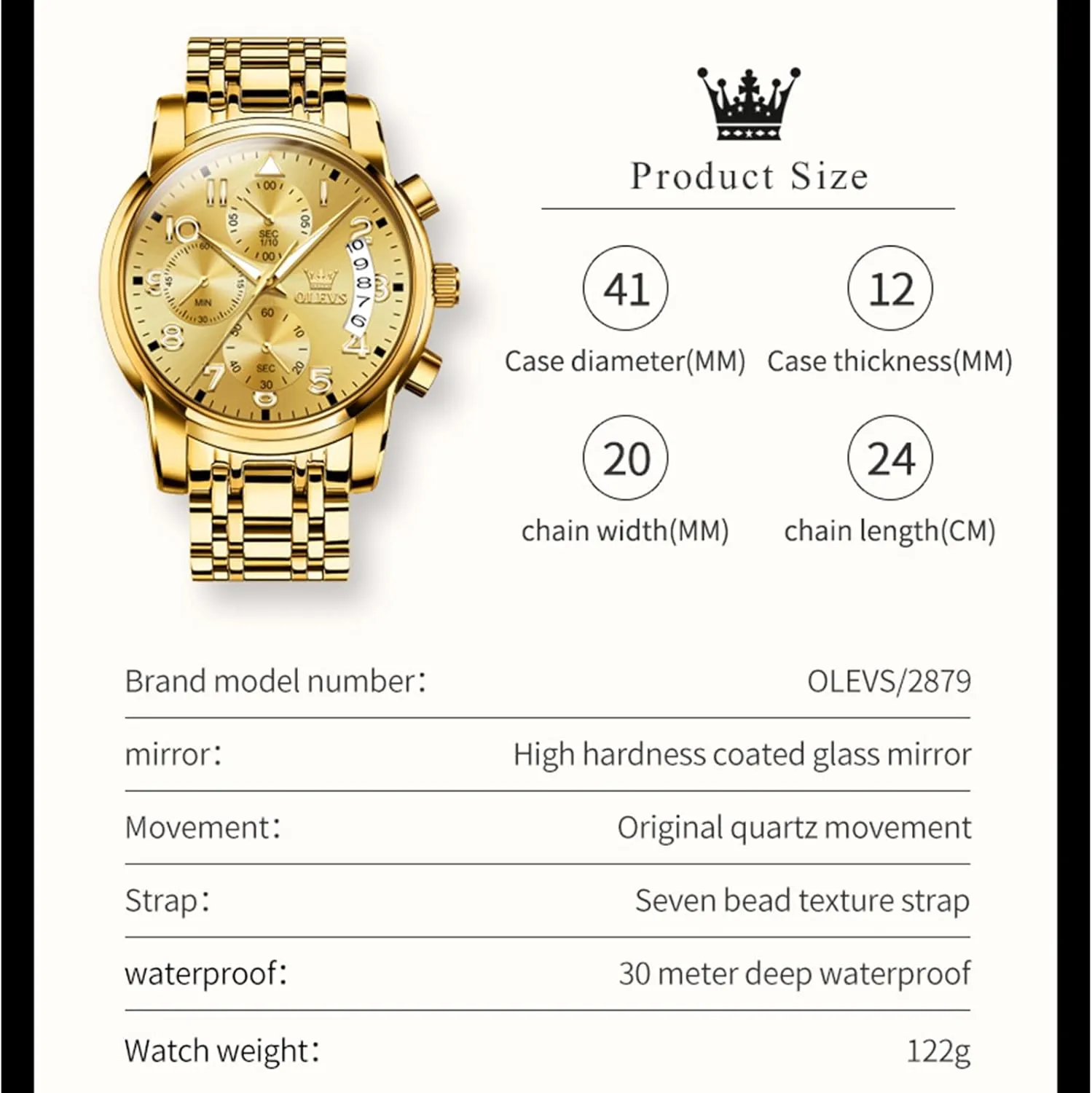 Wrist watch's Casual Watches Gold/Blue/Black/White/Face/Dial OLEVS Mens Watches Waterproof Stainless Steel Adjustable Bracelet Watch Quartz Analog Watch for Men Fashion Business allay cup shrivel silica Neolithic Classic Mens's 