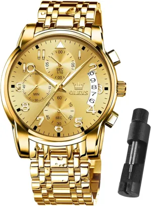 Wrist watch's Casual Watches Gold/Blue/Black/White/Face/Dial OLEVS Mens Watches Waterproof Stainless Steel Adjustable Bracelet Watch Quartz Analog Watch for Men Fashion Business allay cup shrivel silica Neolithic Classic Mens's 