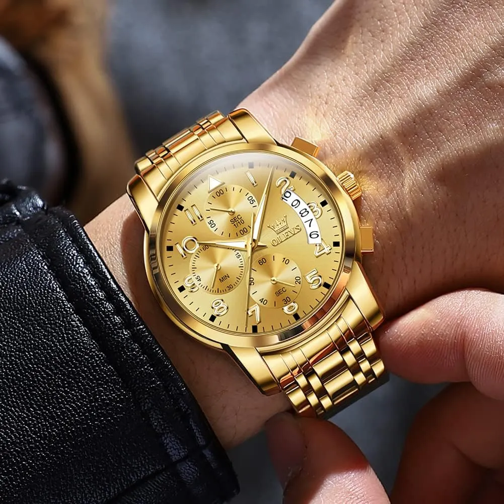 Wrist watch's Casual Watches Gold/Blue/Black/White/Face/Dial OLEVS Mens Watches Waterproof Stainless Steel Adjustable Bracelet Watch Quartz Analog Watch for Men Fashion Business allay cup shrivel silica Neolithic Classic Mens's 