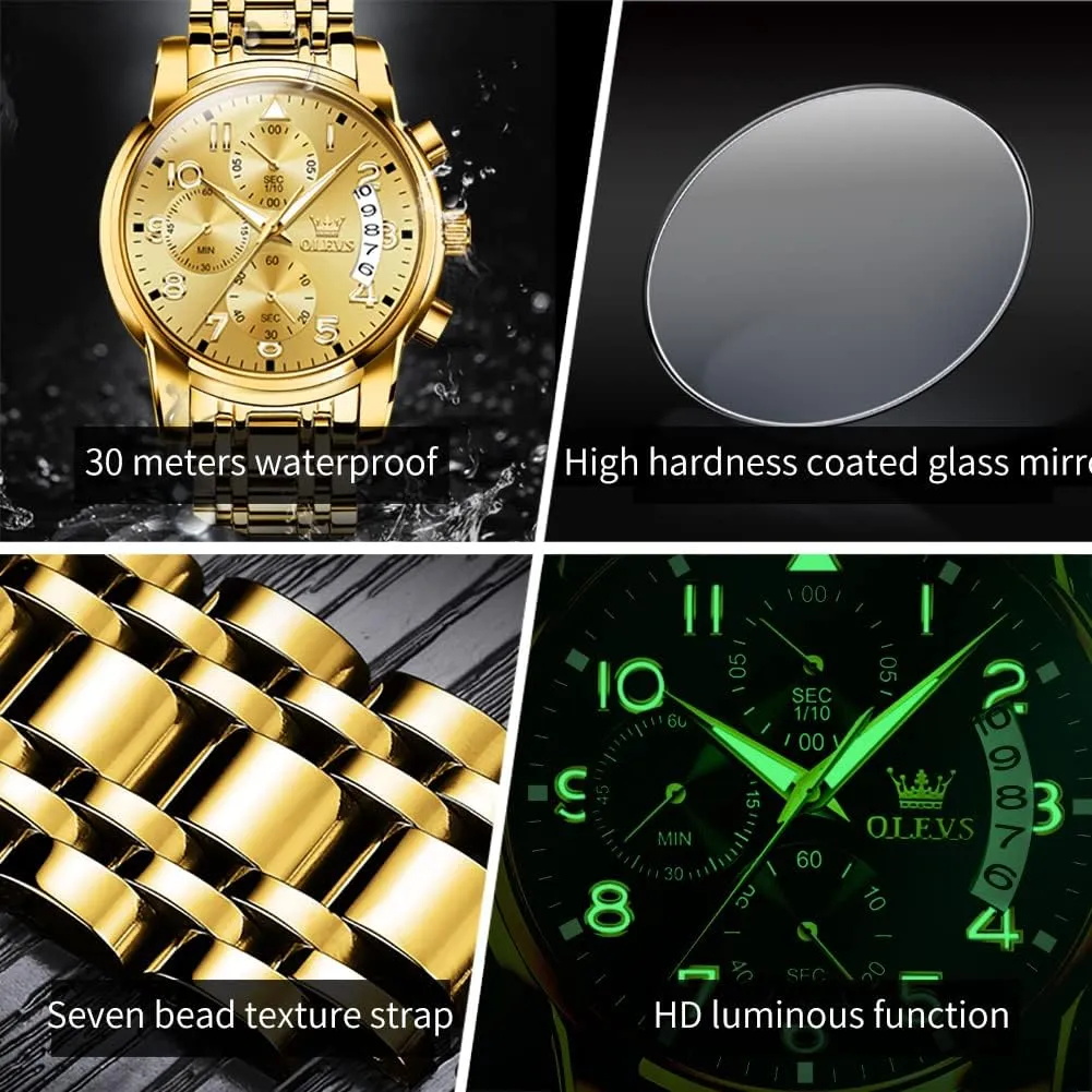 Wrist watch's Casual Watches Gold/Blue/Black/White/Face/Dial OLEVS Mens Watches Waterproof Stainless Steel Adjustable Bracelet Watch Quartz Analog Watch for Men Fashion Business allay cup shrivel silica Neolithic Classic Mens's 