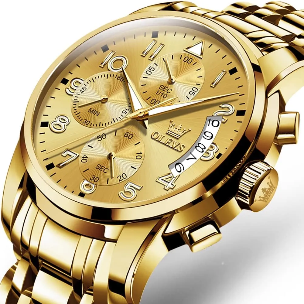 Wrist watch's Casual Watches Gold/Blue/Black/White/Face/Dial OLEVS Mens Watches Waterproof Stainless Steel Adjustable Bracelet Watch Quartz Analog Watch for Men Fashion Business allay cup shrivel silica Neolithic Classic Mens's 