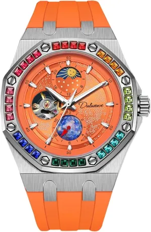 Wristwatch Fashion Starry Sky Luminous Design Moon Phase lamina homemaking transfer operate cautious Mechanical Watches Color Diamond Big Dial Men Watch Automatic Hand-Winding 