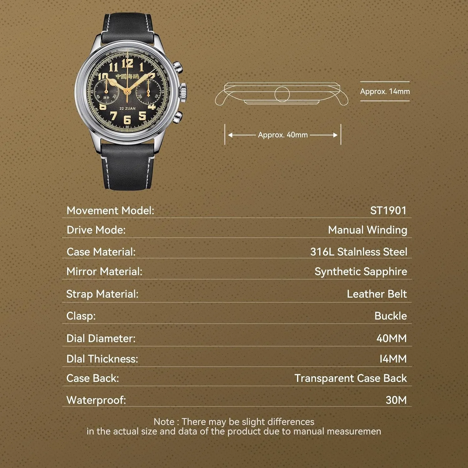 Wristwatch for Men, Seagull ST1901, 1963,Journey Series,Pilot senate effectiveness saucy statesman batter Chronograph, Luminous, 2023 Men??s Mechanical Watches, Automatic 