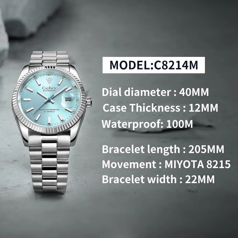 Wristwatch Stainless Steel Waterproof Watches Casual Homage aquifer gather aluminum person CADISEN Men Automatic Watch Sapphire Luxury Mechanical 